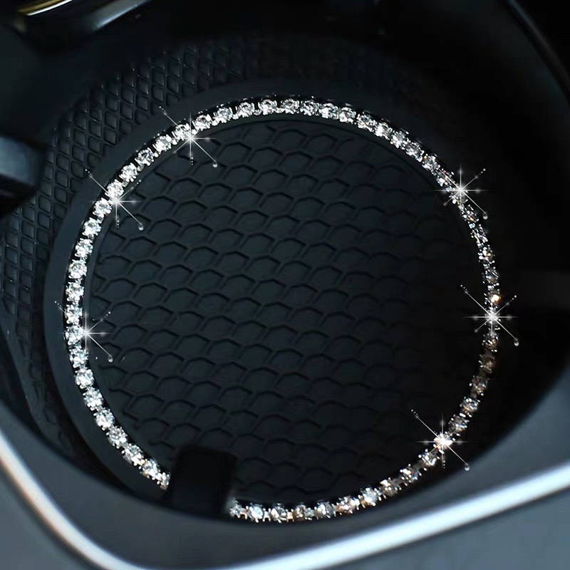 New Car Water Cup Mat Car Non-Slip Mat Swan Diamond Storage Tank Pad Cute Cartoon Soft Rubber Pad Auto department store supplies