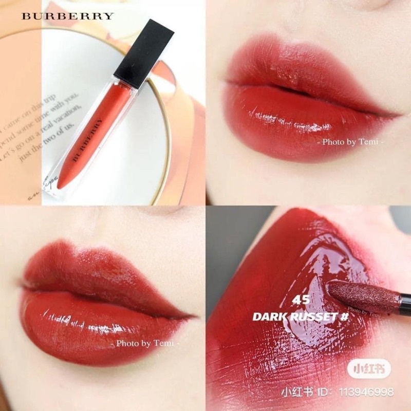 Son Kem Burberry Kisses Lip Lacquer Màu 45 Dark Russet