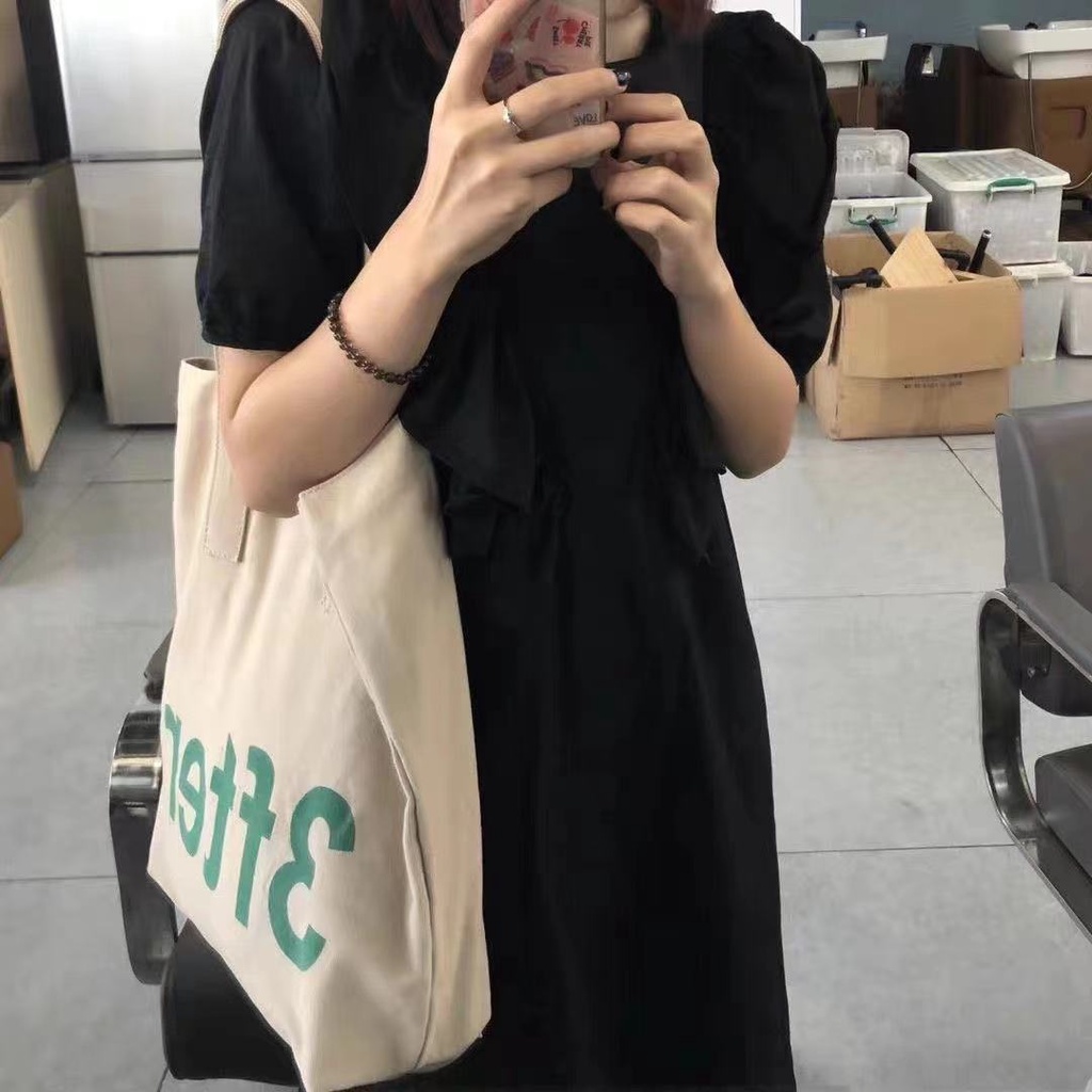 Túi tote đeo vai vải canvas đơn giản thời trang có túi zip bên trong sức chứa lớn phong pách Hàn Quốc mới 2021 cho nữ