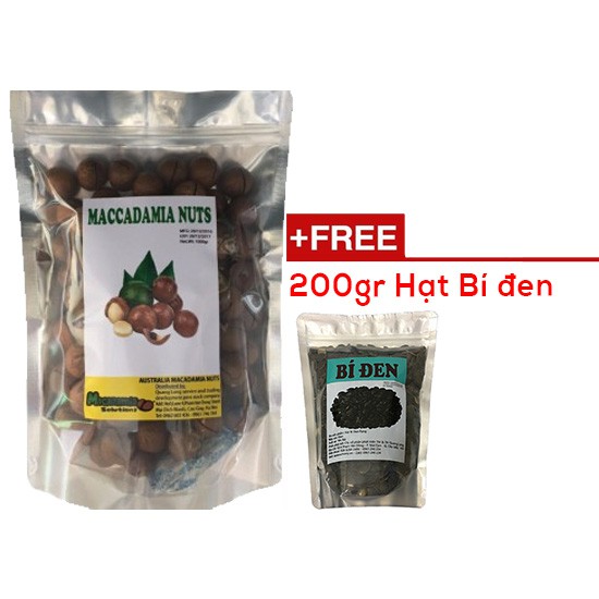 Combo túi Macca 1kg tặng kèm 200gr hạt Bí đen đã rang chín