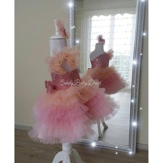 Đầm Hồng Lệch Vai Bé Gái