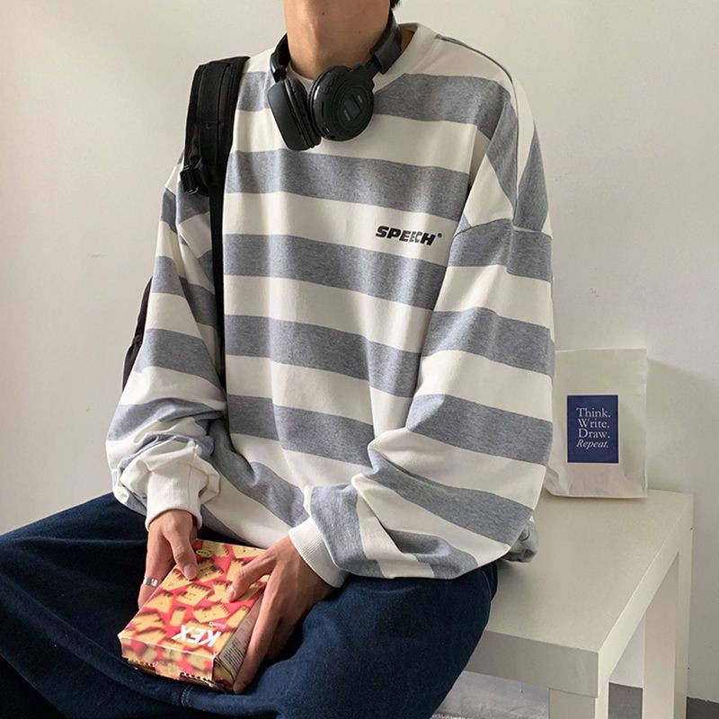 [Order] Áo sweater nỉ bông unisex nam nữ kẻ ngang sắc màu | BigBuy360 - bigbuy360.vn