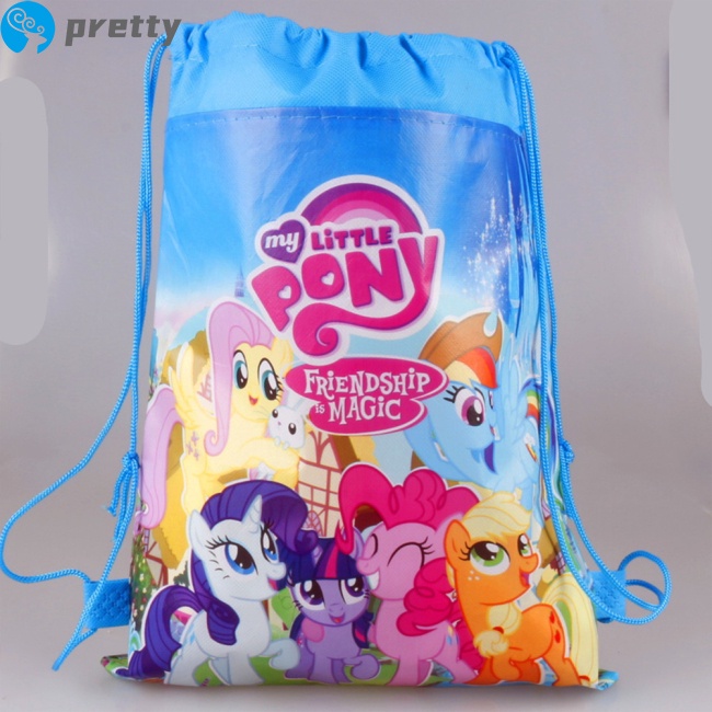 Ba lô dây rút bằng vải không dệt in họa tiết hoạt hình My Little Pony dễ thương cho bé
