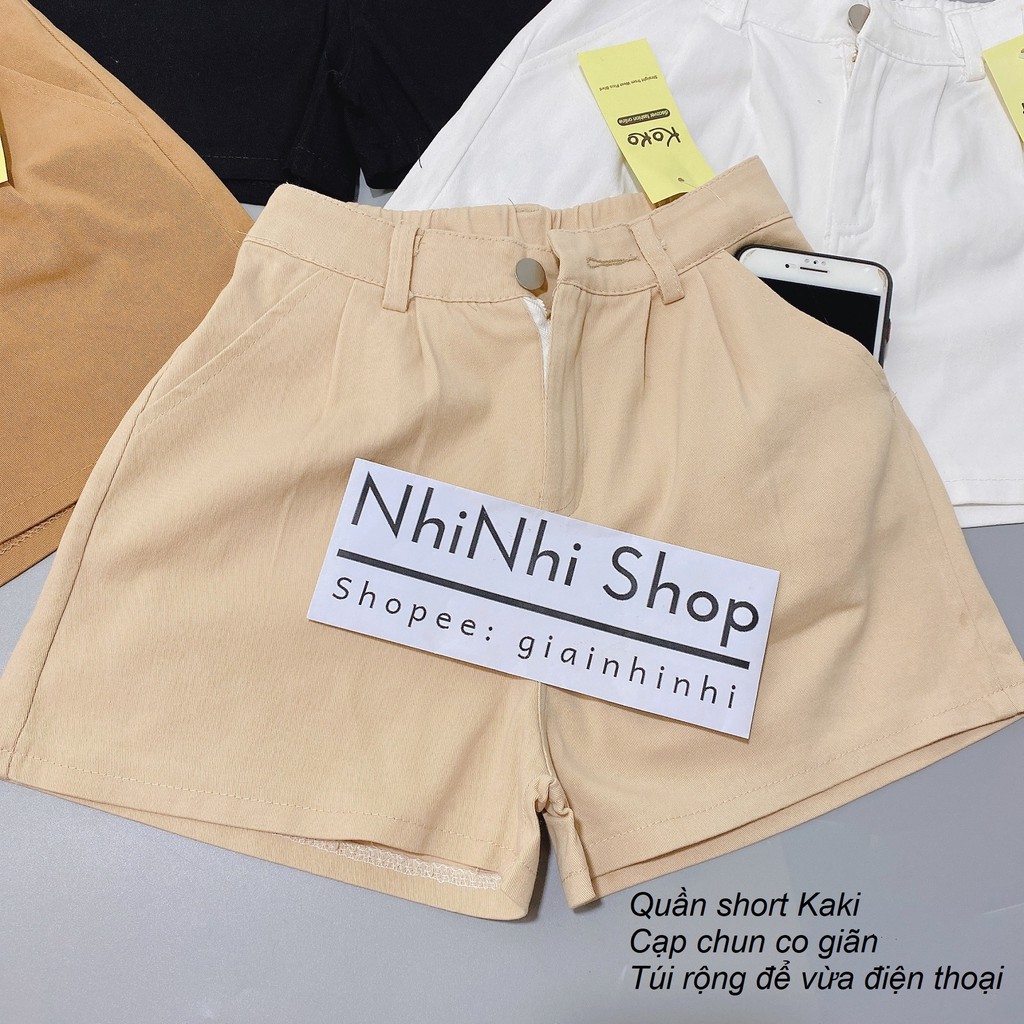 Quần Short thô cạp chun 1 cúc, Quần đùi nữ kaki chun sau KO1241 - NhiNhi Shop