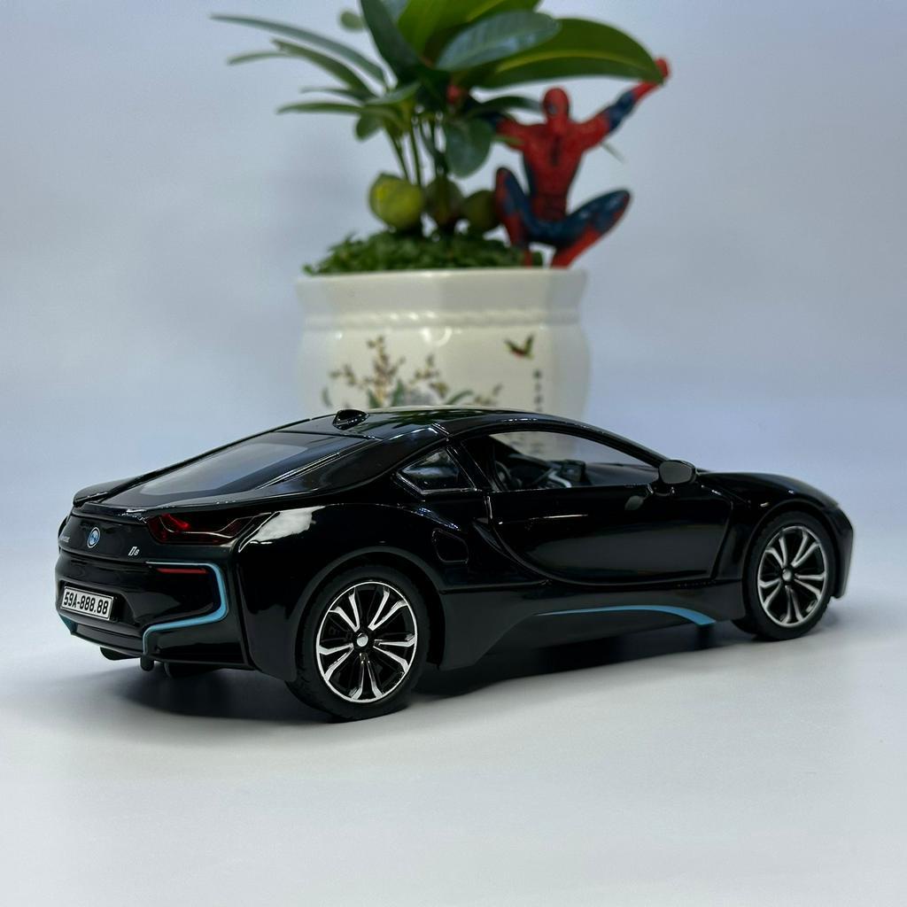Mô hình siêu xe BMW i8 tỷ lệ 1:22 bằng kim loại hãng JiaYe tặng BIỂN SỐ VIP