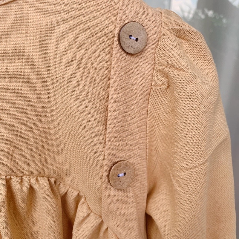 [ Hot Autumn] Váy trẻ em Váy dài tay kiểu dáng vintage màu be gừng cực Tây vải mềm mát cho bé gái