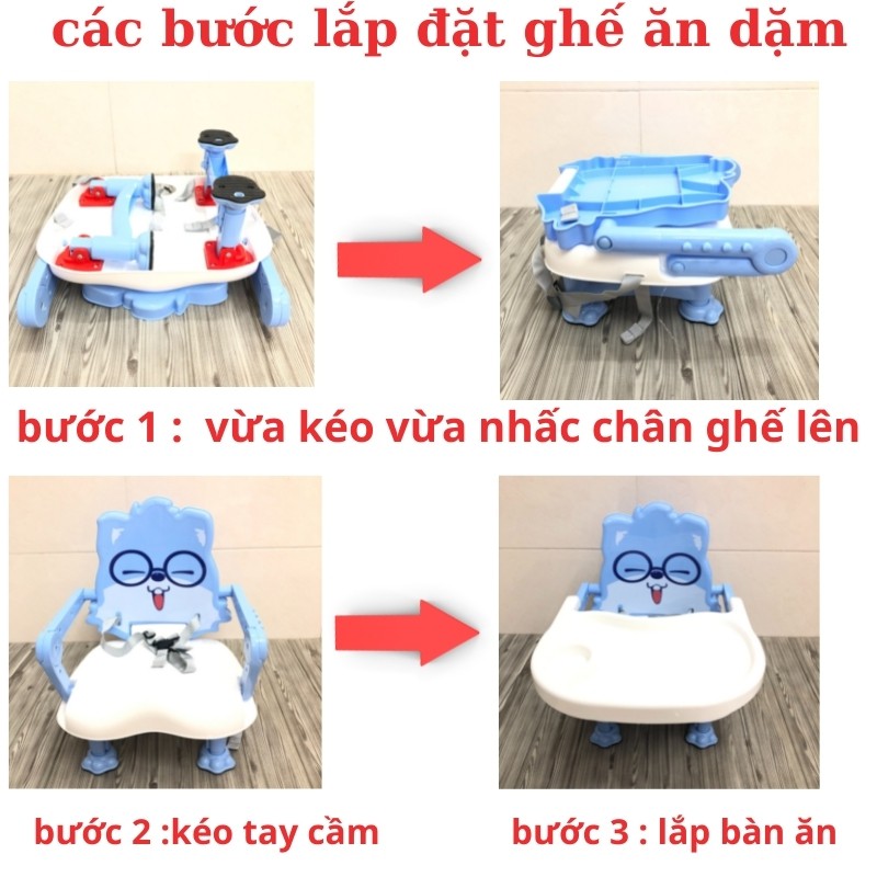 ghế ăn dặm đa năng hình thúSALE ghế ăn dặm 3 in 1 điều chỉnh độ cao cho bé