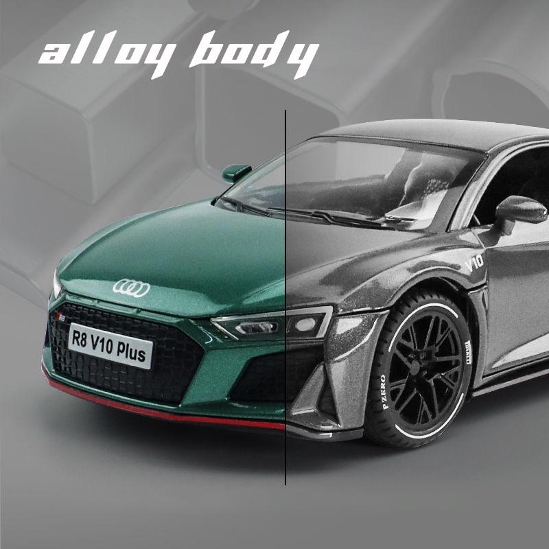 Mô Hình Xe Hơi Audi R8 V10 Plus Tỉ Lệ 1: 24 Bằng Hợp Kim Có Đèn Và Nhạc Cho Bé Trai
