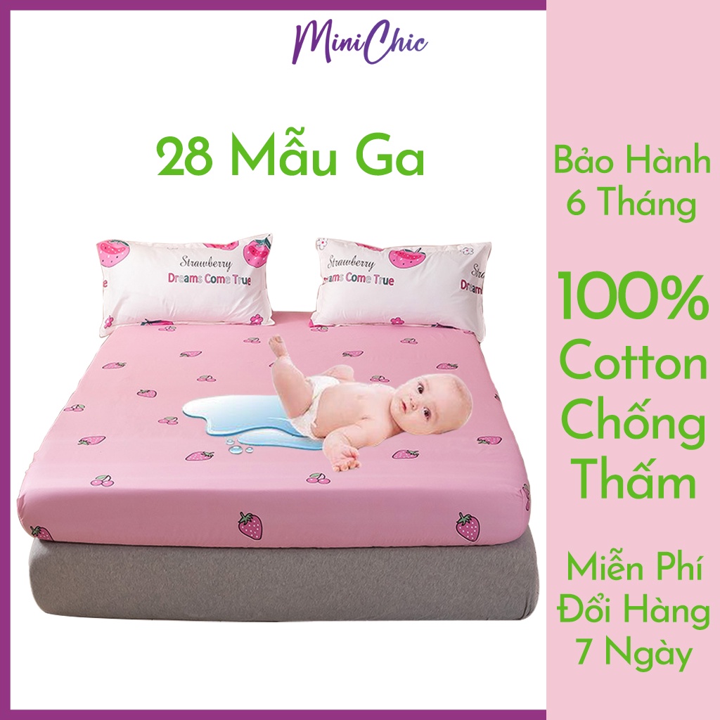 Ga chống thấm cotton cao cấp Minichic thấm hút tốt không gây hầm bí cho da bé