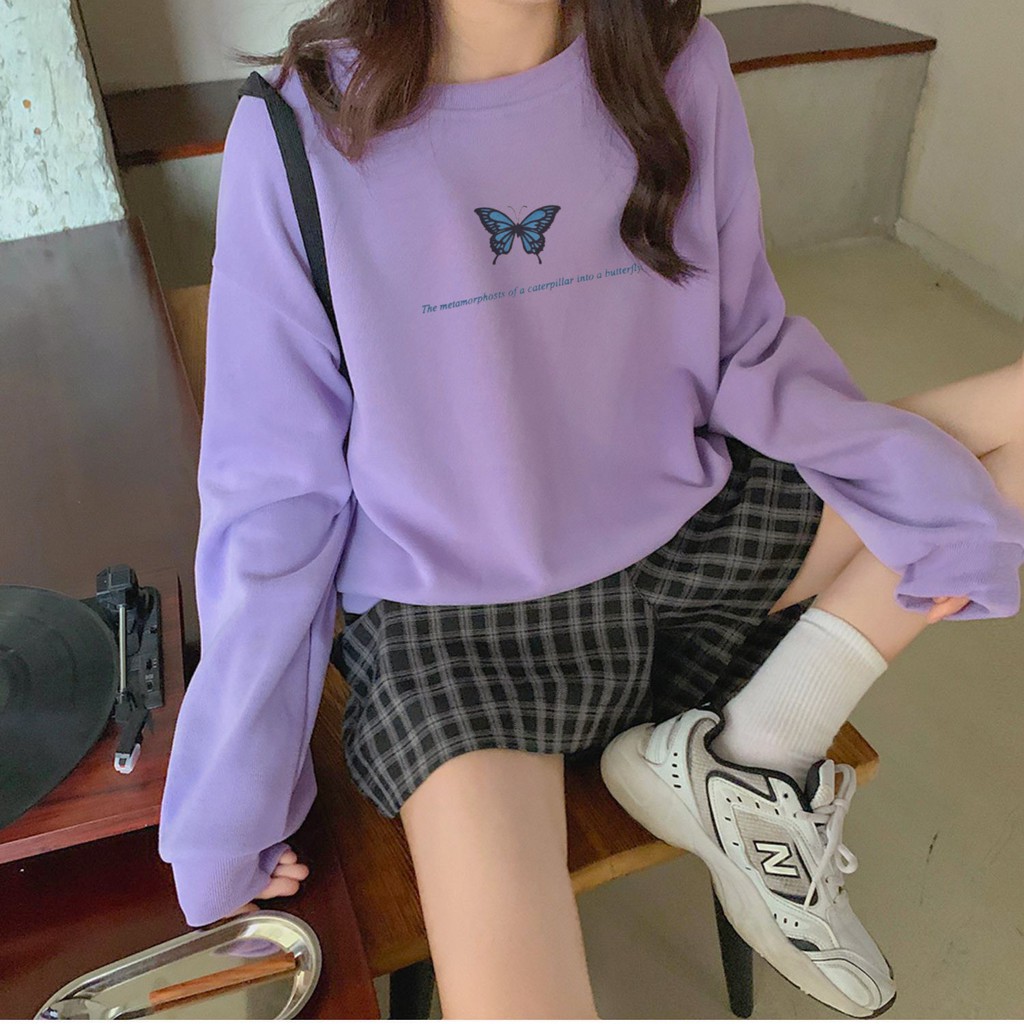 Áo Thun Tay Dài Có Bo Tay Unisex BƯỚM BUTTERFLY Thu Đông Form Rộng