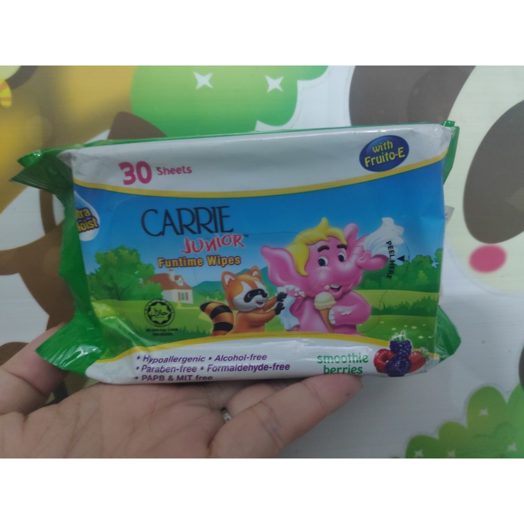 Khăn Giấy Ướt Carrie Junior Funtime Smoothie Berries 80 tờ/ gói