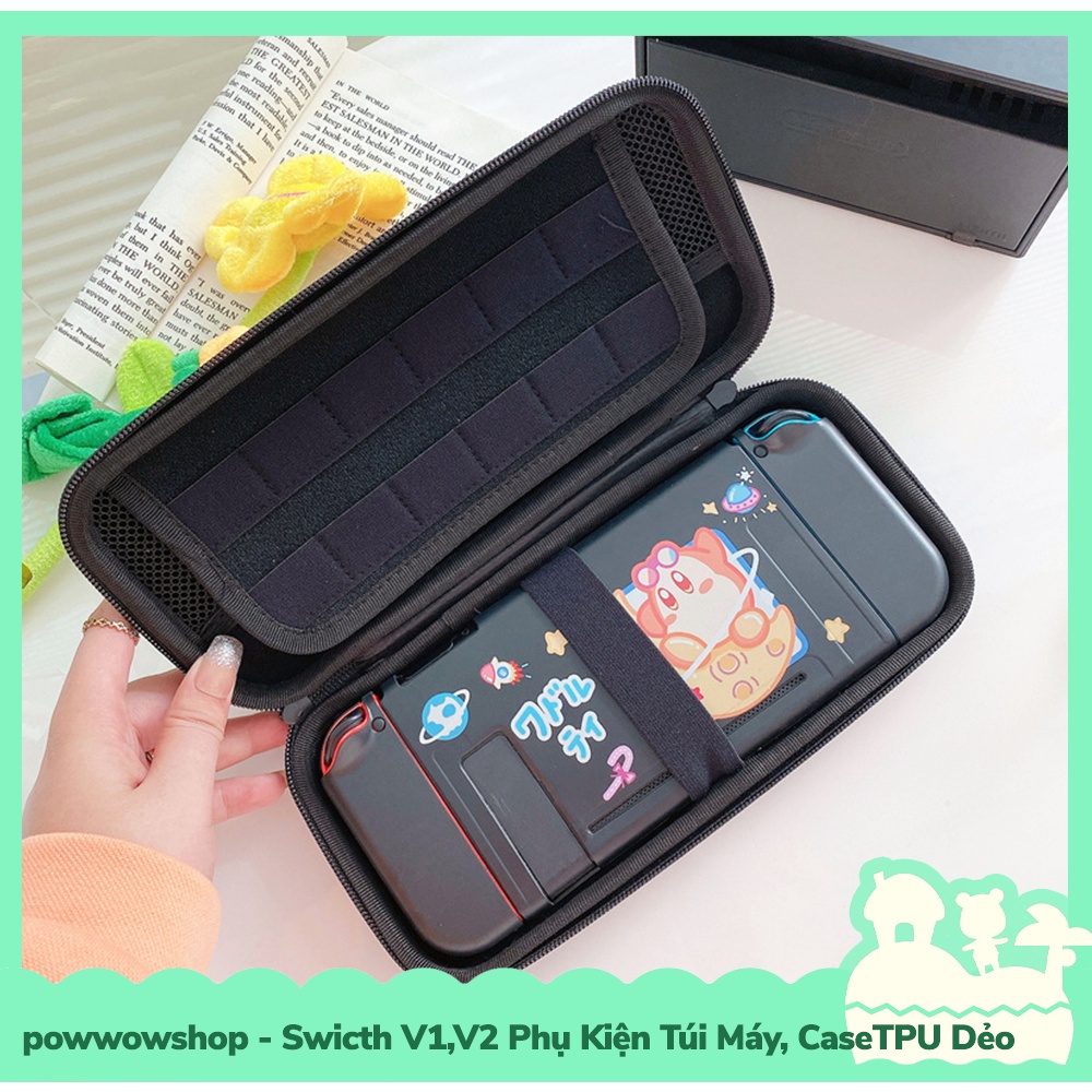 [Sẵn VN - Hỏa Tốc] Switch V1,V2 Phụ Kiện Túi Máy, Case Ốp TPU Dẻo Cho Máy Game Cầm Tay Nintendo Switch V1,V2 Black Kirby