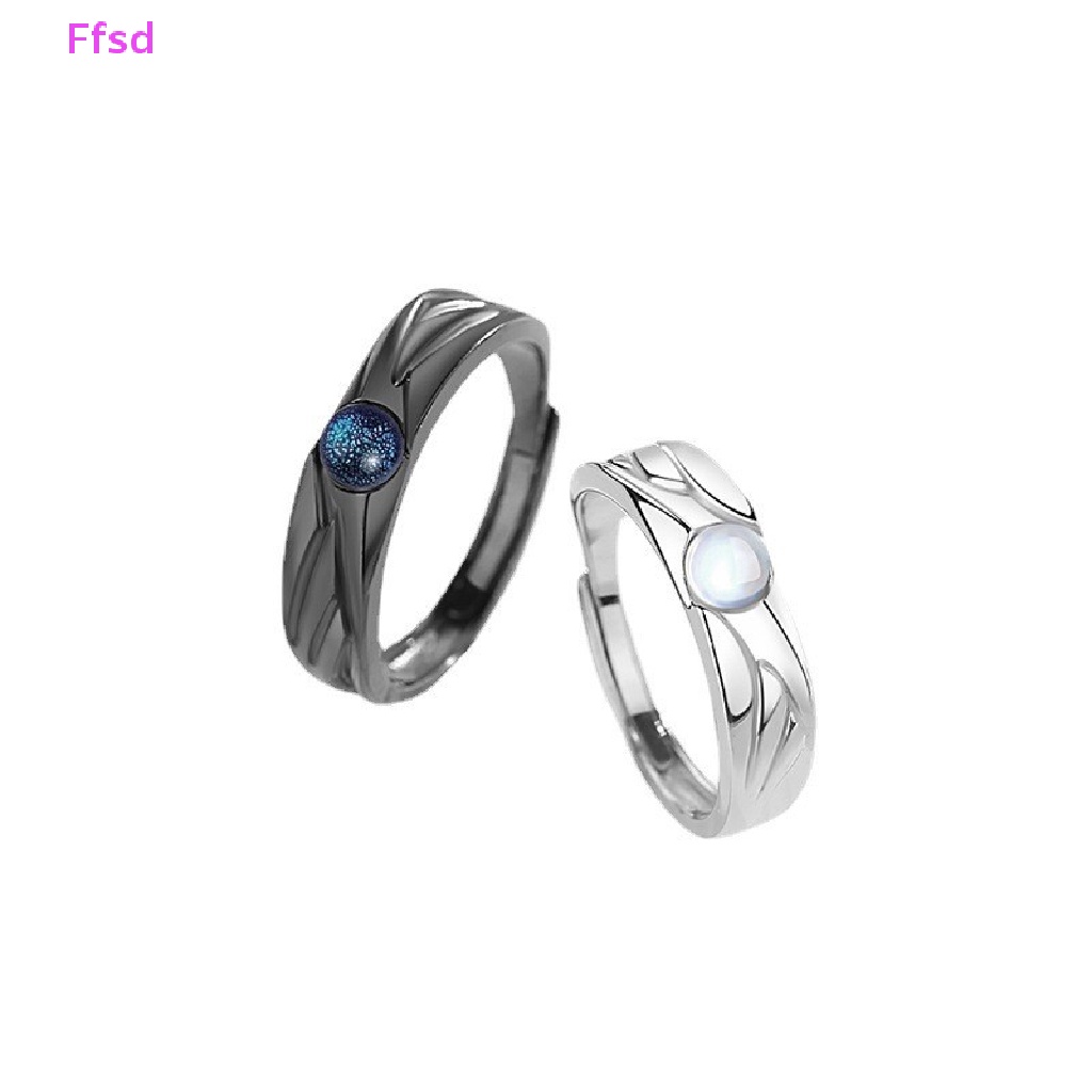 {Ffsd} Nhẫn Cặp Dạng Hở Đính Đá Mặt Trăng Và Ác Quỷ Màu Trắng Đen Phong Cách retro Cho Cặp Đôi Học Sinh * Bán Chạy