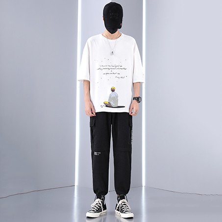 Bộ Đồ Thun Nam Thể Thao Áo Phông Chàng Trai Ngắm Sao Và Quần Jogger Túi Hộp Bo Gấu SET NAM 90000167 | BigBuy360 - bigbuy360.vn