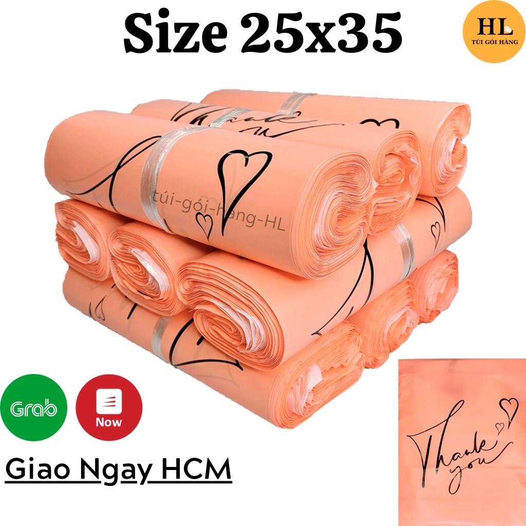 Túi gói hàng hồng đào chất lượng cao cấp size 25x35 in thank you TUIGOIHANGHL