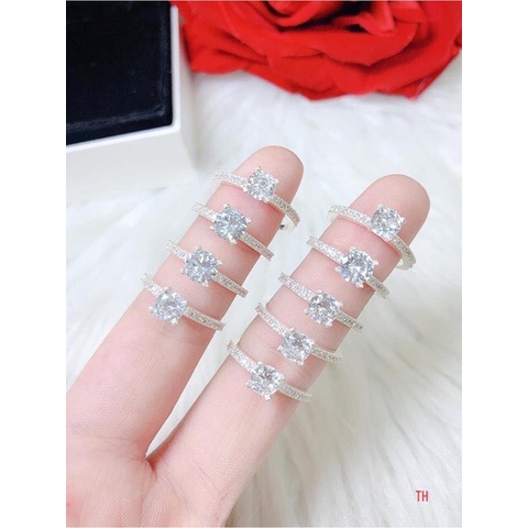 Nhẫn nữ bạc thật đính đá nhân tạo sáng đẹp - Kho sỉ bạc Nhất Linh