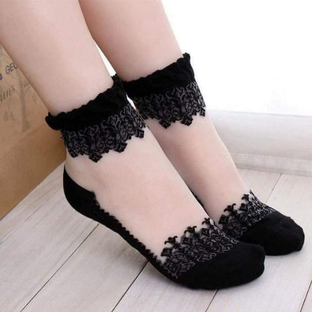 Combo 50 đôi tất ren màu đen