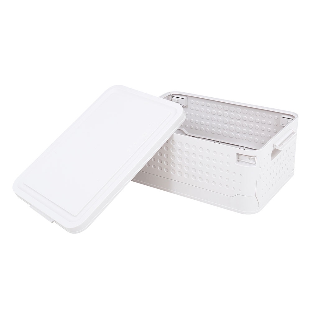 HomeBase STACKO Thùng đựng đồ bằng nhựa gấp được có nắp YUKI W46xD33xH19.5 Cm màu trắng