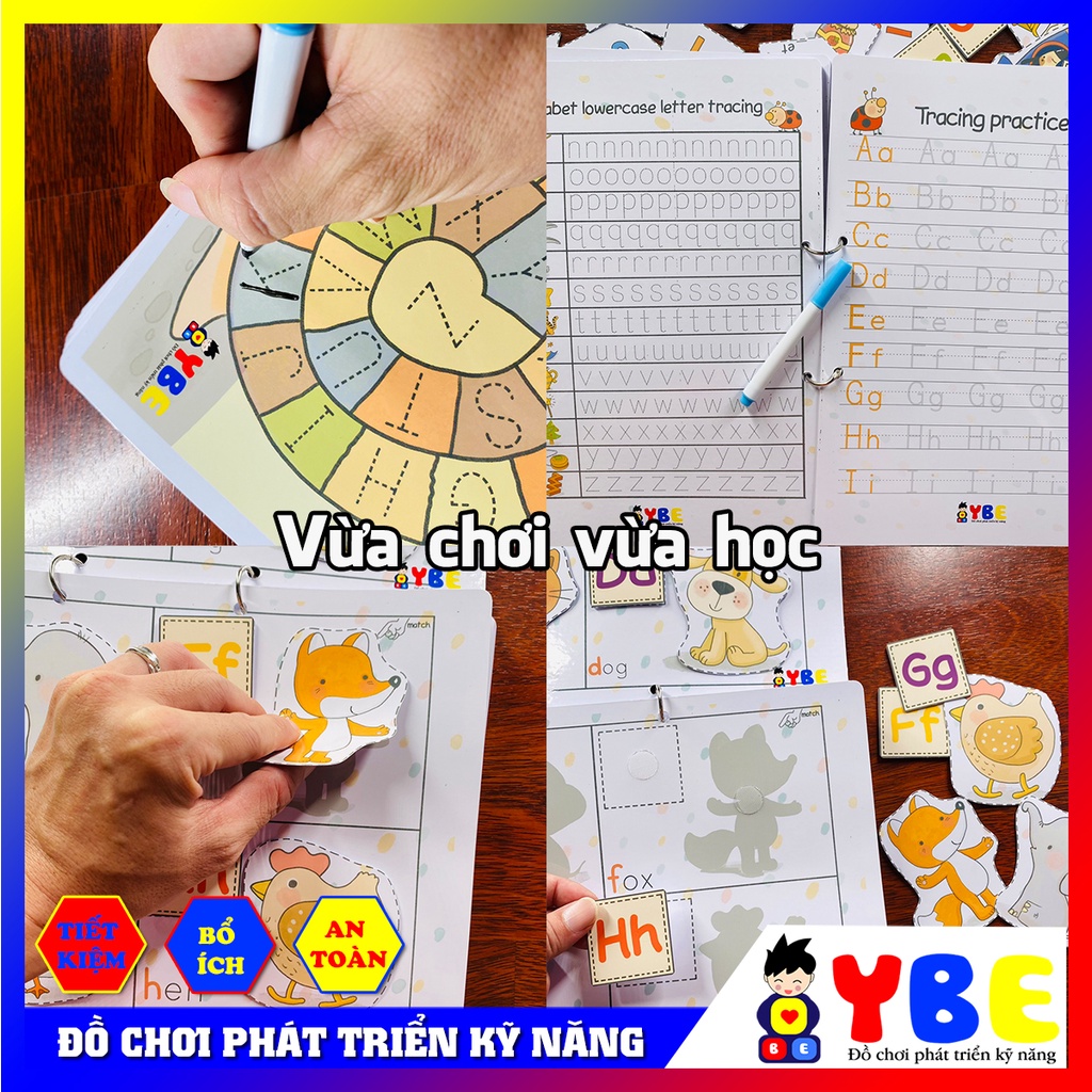 Bộ đồ chơi học liệu bóc dán Montessori 26 chữ cái tiếng Anh ABC Busy Book vừa chơi vừa học giúp bé phát triển kỹ năng