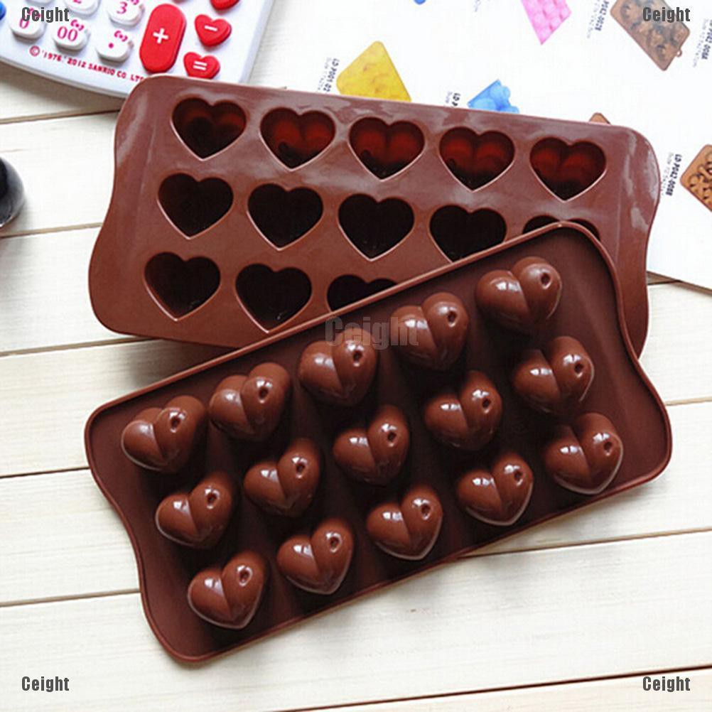 Khuôn silicone họa tiết trái tim làm bánh/ socola/muffin đa năng