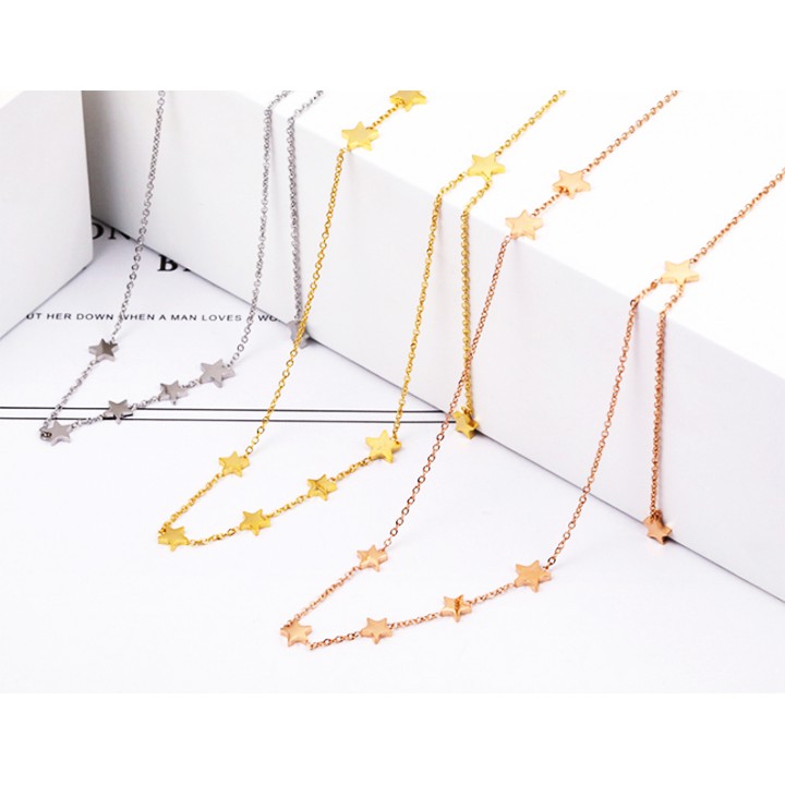 Dây chuyền nữ titan cao cấp chuỗi ngôi sao cách điệu siêu đẹp, bền màu, hợp thời trang