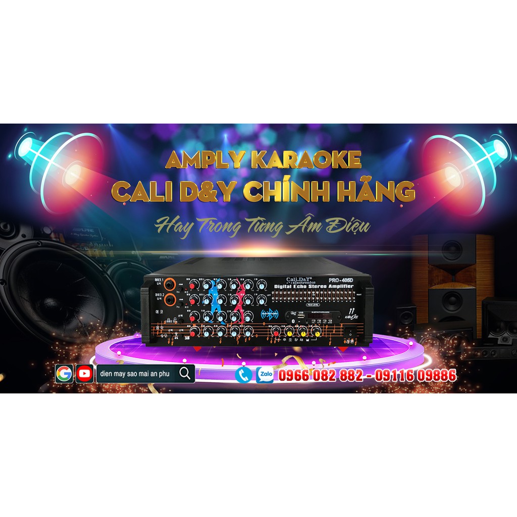 Ampli karaoke Amply nghe nhạc gia đình BLUETOOTH Cali.D&Y PRO-405D ( Tặng 1 dây AV và 2 Chống lăn Micro )