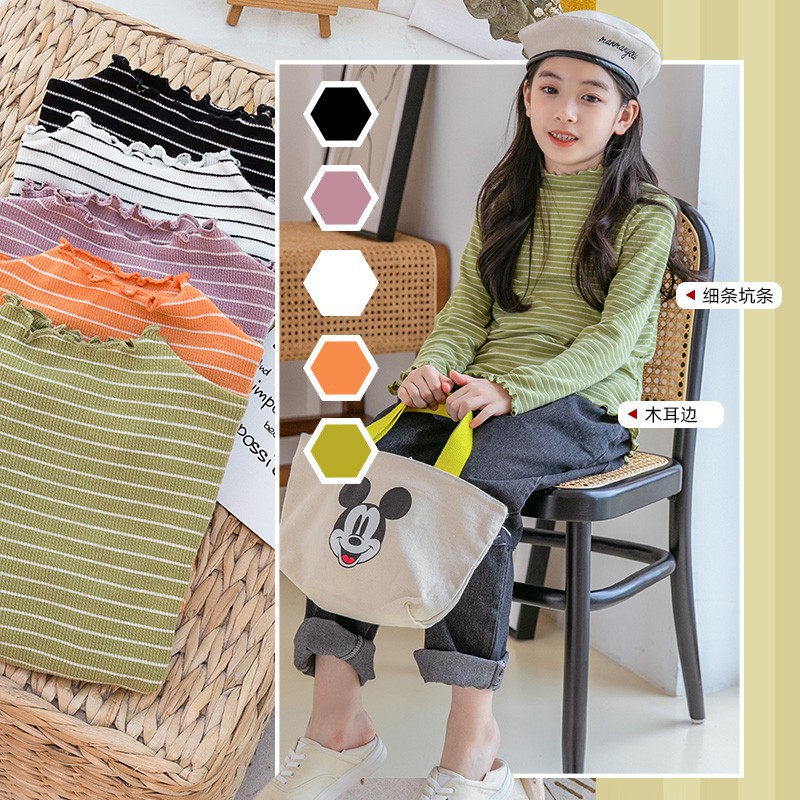 Girls Striped Long-sleeved Tops Child Soft Cotton bloust kIds Casual T-shirt fashion Spring autumn Tshirts 1-7 Years Old