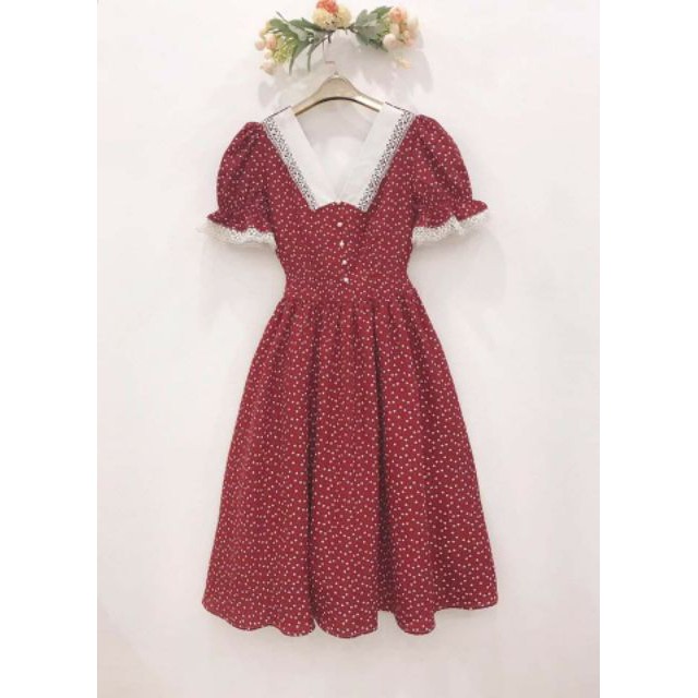 Set váy đầm mẹ và bé du lịch ♥️HOT TRENDS 2021♥️Áo váy màu đỏ tím cổ trái tim dễ thương