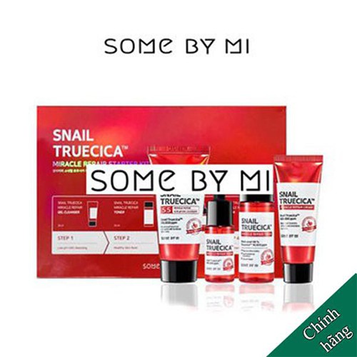 Bộ Sản Phẩm Hỗ Trợ Phục Hồi Da Chiết Xuất Ốc Sên Some By Mi 4 Món Truecica Miracle Repair Starter Kit