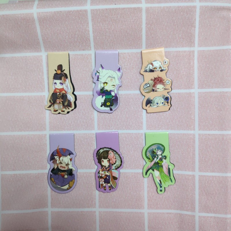 ( Ngẫu nhiên ) Lẻ tấm bookmark nam châm in hình anime chibi đánh dấu sách tiện lợi xinh xắn