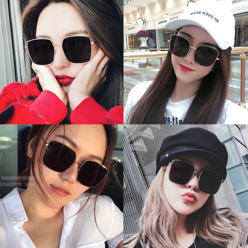 Kính Mát Gọng Vuông Lớn Chống Nắng Ngoài Trời Phong Cách Hàn Quốc Mới Cho Nữ