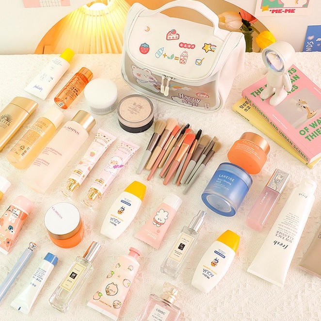 Túi Đựng Bút / Mỹ Phẩm Cỡ Lớn Trong Suốt Đơn Giản Tiện Dụng Cho Học Sinh