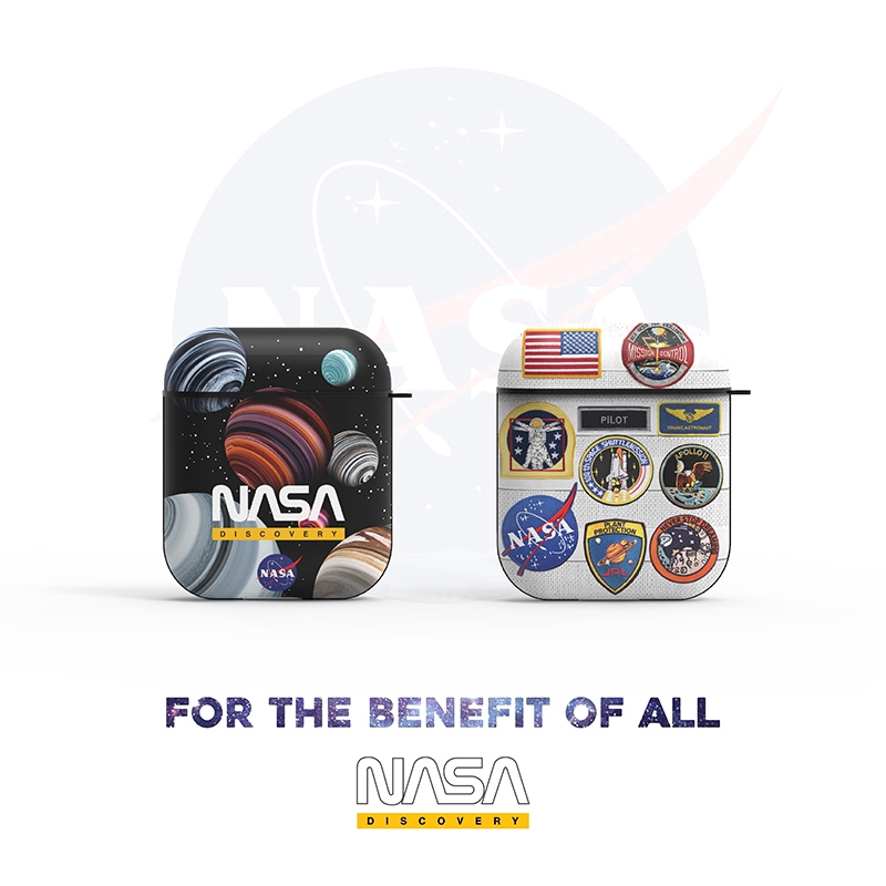 Vỏ ốp hộp sạc chống sốc in chữ NASA cao cấp cho tai nghe Airpods