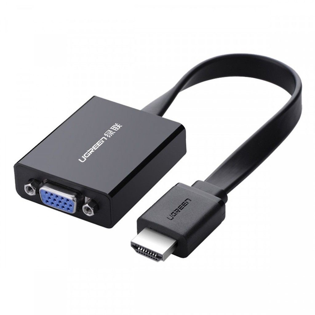 Cáp chuyển đổi HDMI to VGA dẹt có Audio Ugreen 40248 cao cấp - Hàng Chính hãng bảo hành 18 tháng