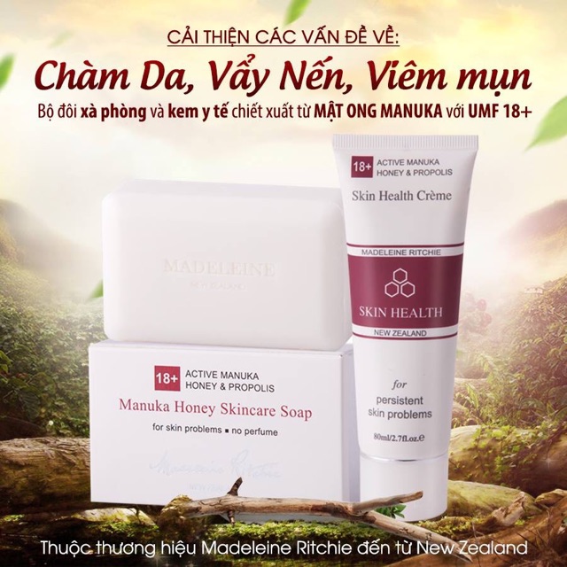 Kem mật ong Manuka 18+ Skin Health giảm mụn dị ứng, chàm, vẩy nến