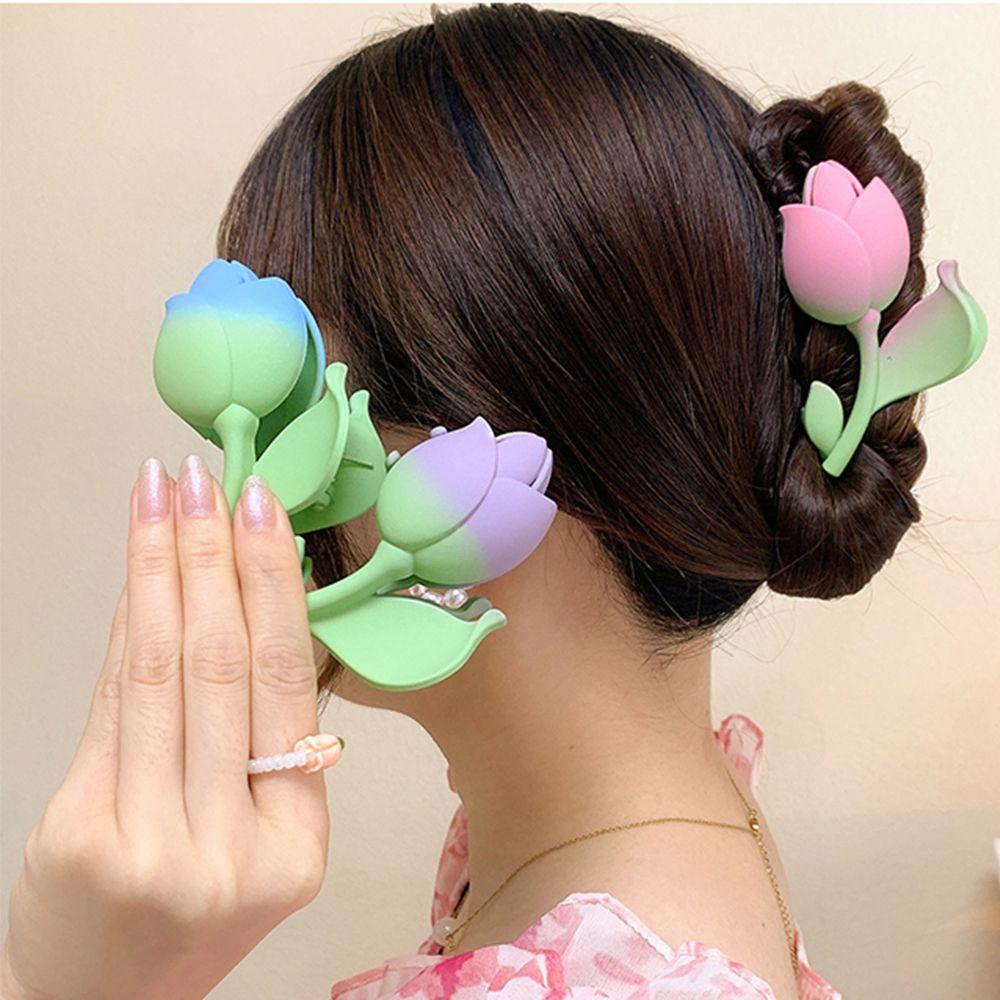 Kẹp Tóc Móng Vuốt Hình Hoa Tulip Kiểu Pháp Ngọt Ngào Dễ Thương Cho Bạn Gái