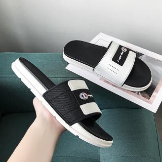 Dép quai ngang in logo Champion phong cách thời trang Hàn Quốc cho nam nữ