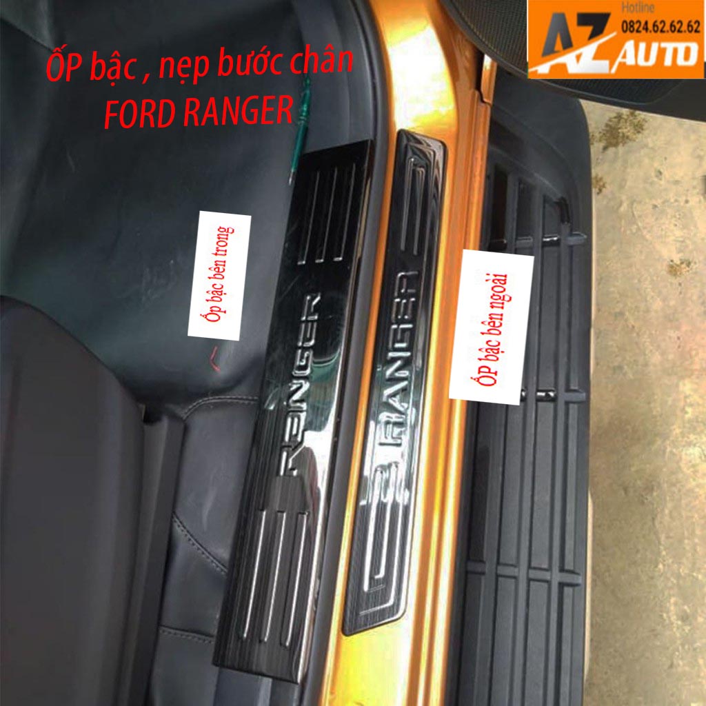   Ốp Bậc Cửa, Trong Ngoài Xe Ford Ranger 2016-2021, chất liệu Titan