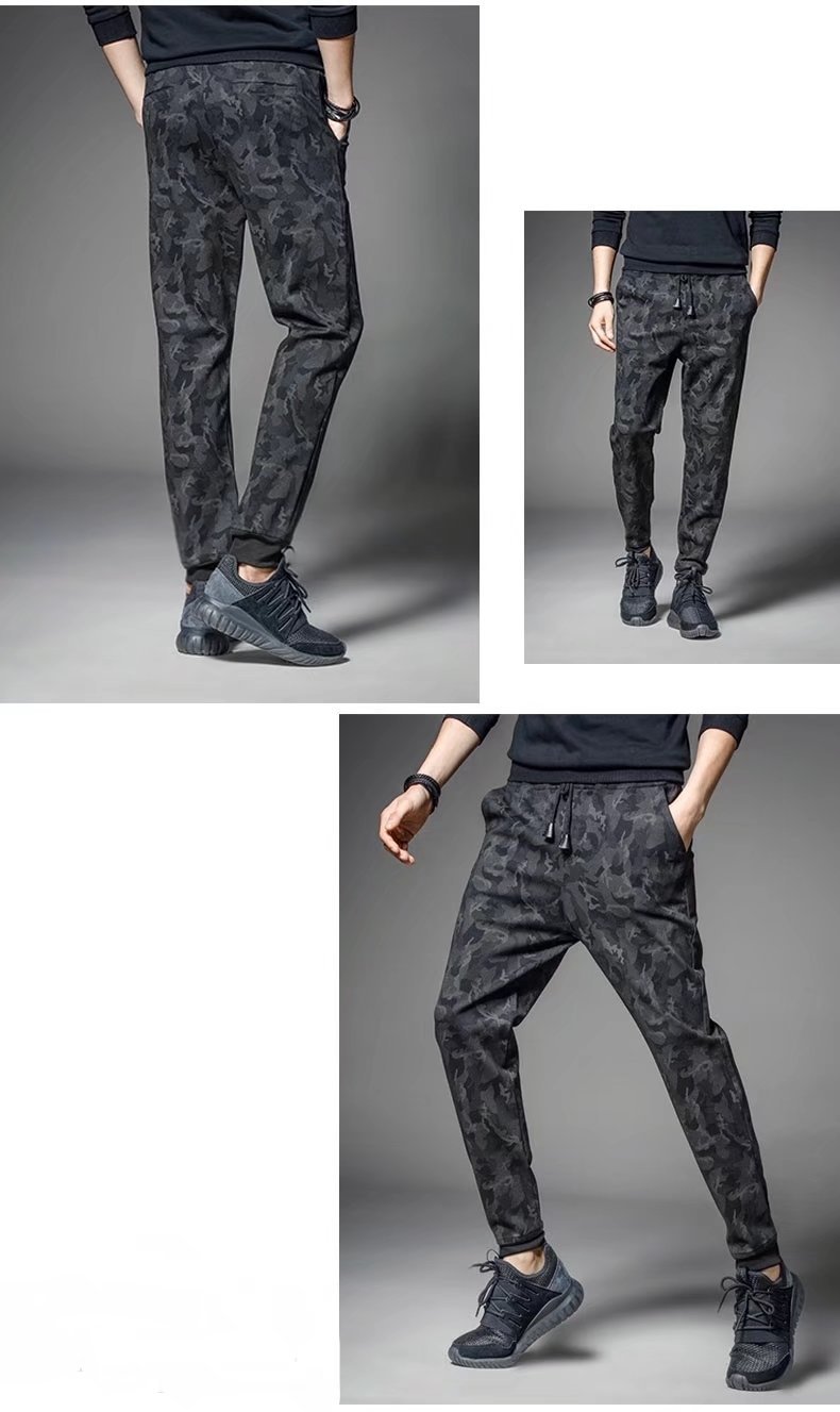 【EI KA 】S-5XL Black Camouflage track pants korean style Fashion Casual Straight pants