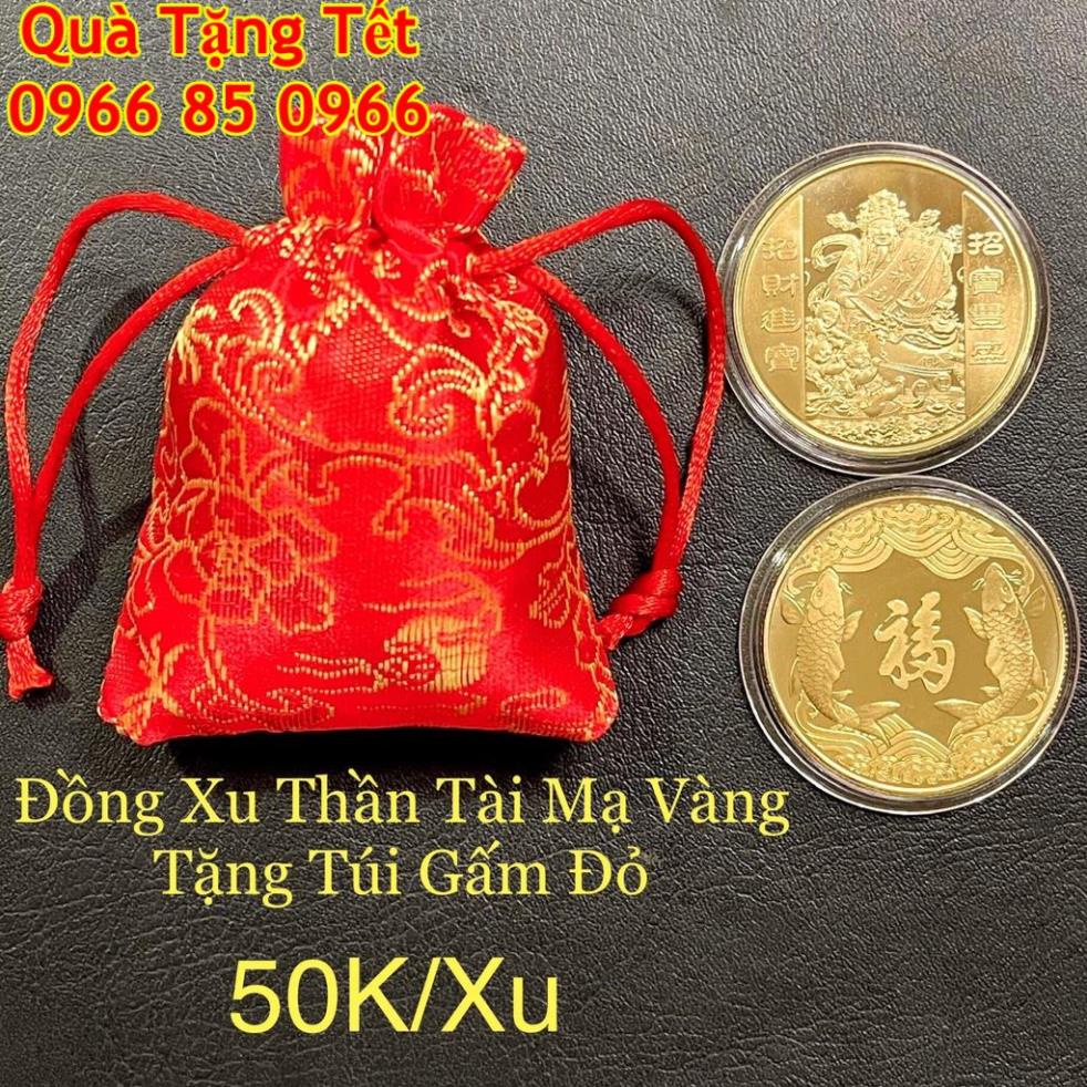 [RẺ NHẤT SHOPEE] Đồng Xu Thần Tài Tặng Kèm Túi Gấm May Mắn