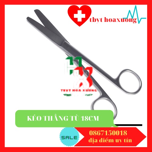 [ Hàng Chính Hãng ] Kéo Y Tế Thẳng Hai Đầu Tù 18cm Parkistan - Kéo Cắt Thuốc 18cm