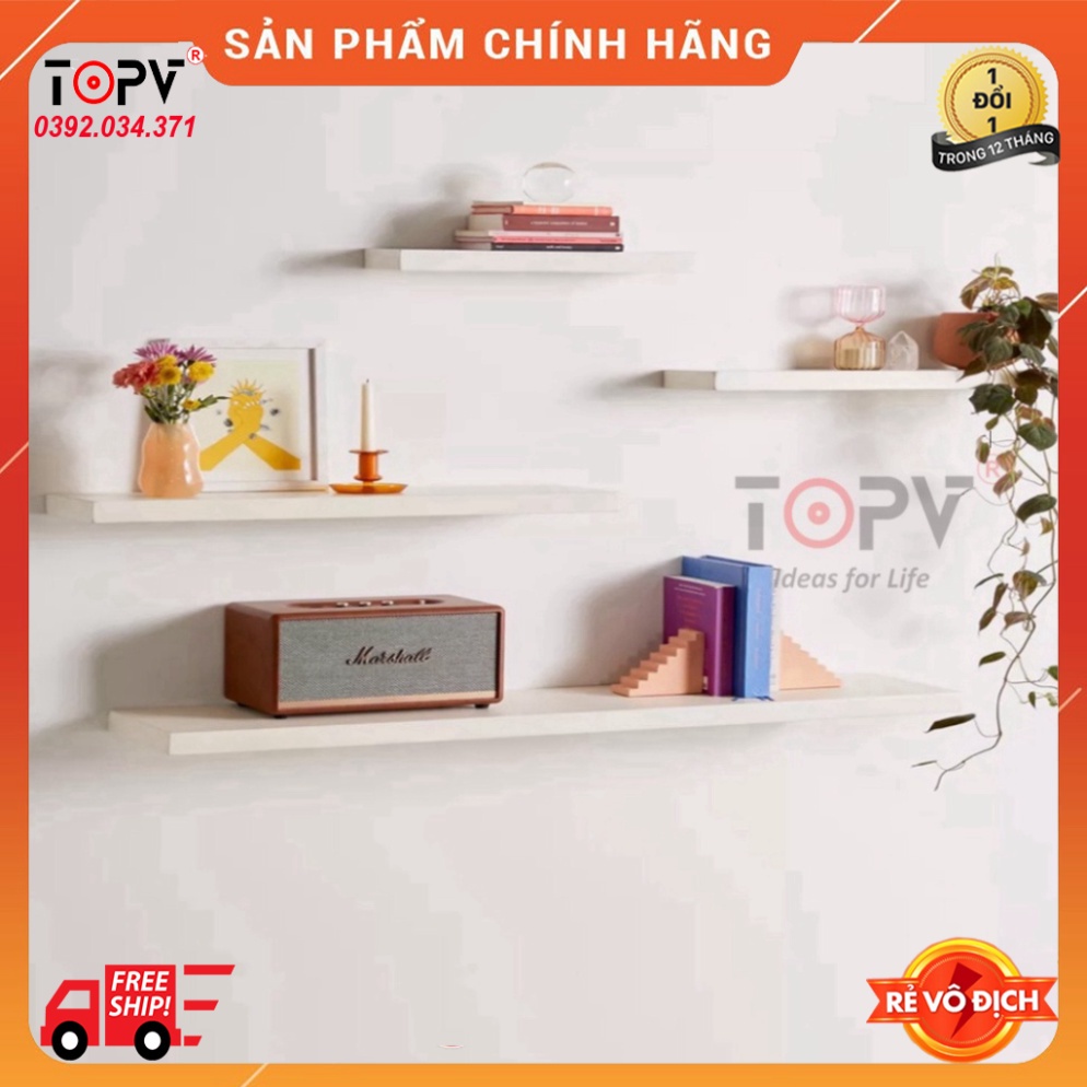 Bộ 3 kệ gỗ treo tường decor TopV giá trang trí bằng thanh gỗ ngang gắn tường mini phòng khách phòng ngủ TopVHCM