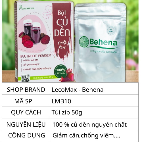 Bột củ dền behena chính hãng đỏ nguyên chất sấy lạnh hữu cơ Lecomax LMB10