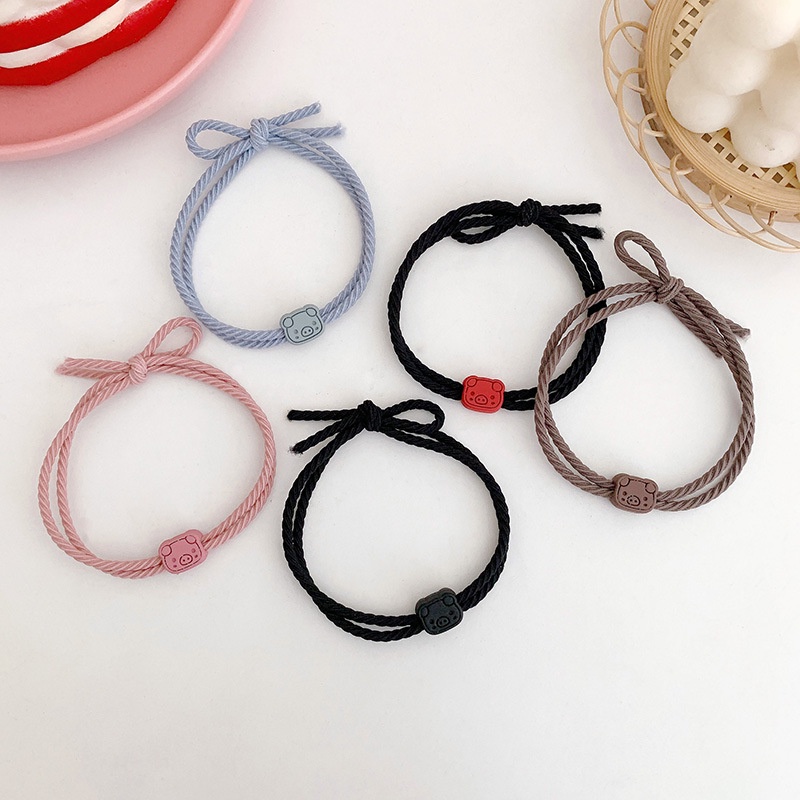 Dễ Thương Dây Buộc Tóc Co Giãn Hình Chú Heo Đáng Yêu Cho Nữ