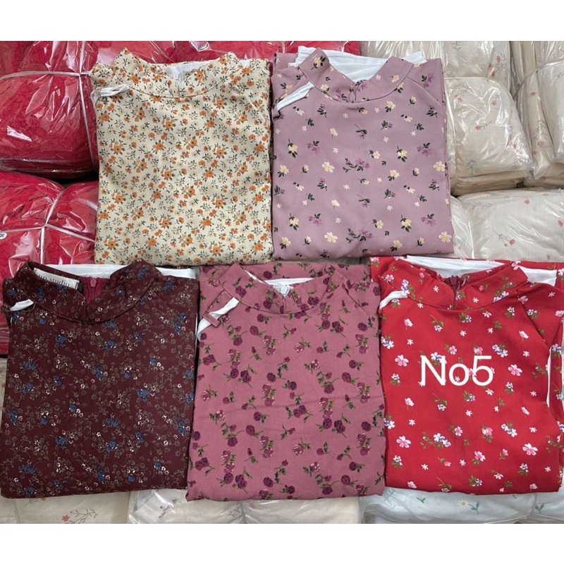 Set áo dài hoa nhí ( set gồm 1 áo dài+1 quần )