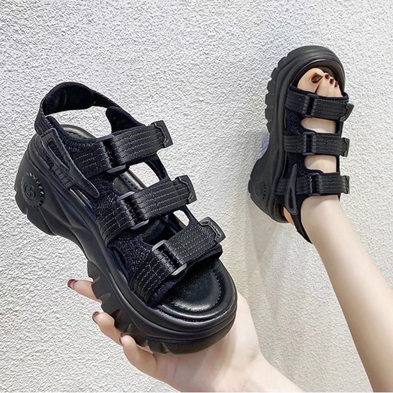 [Mã FASHIONT4WA2 giảm 10k đơn từ 50k] SANDAL , DÉP 3 QUAI DÁN ĐỘN ĐẾ 2 MÀU HQ