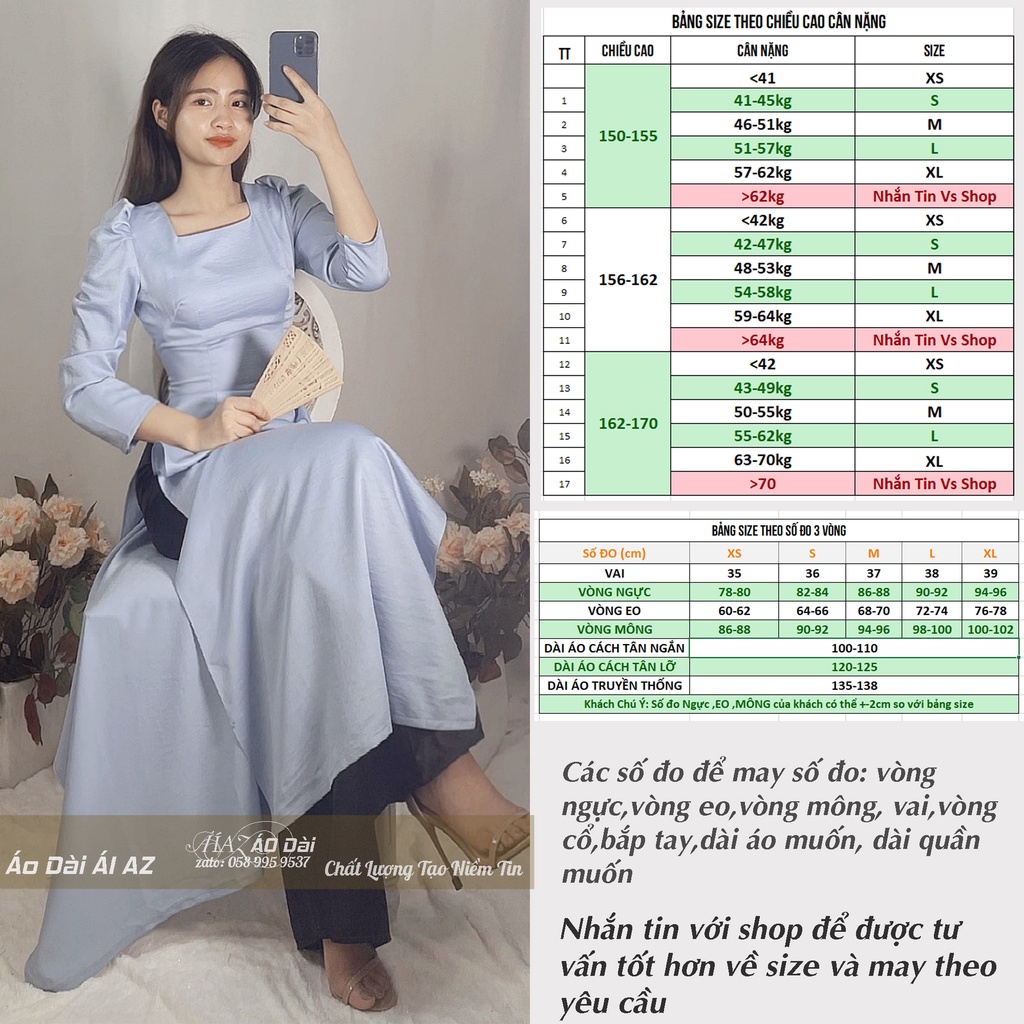 Áo Dài Truyền Thống Nữ Vai Bồng Cổ Hở KV05