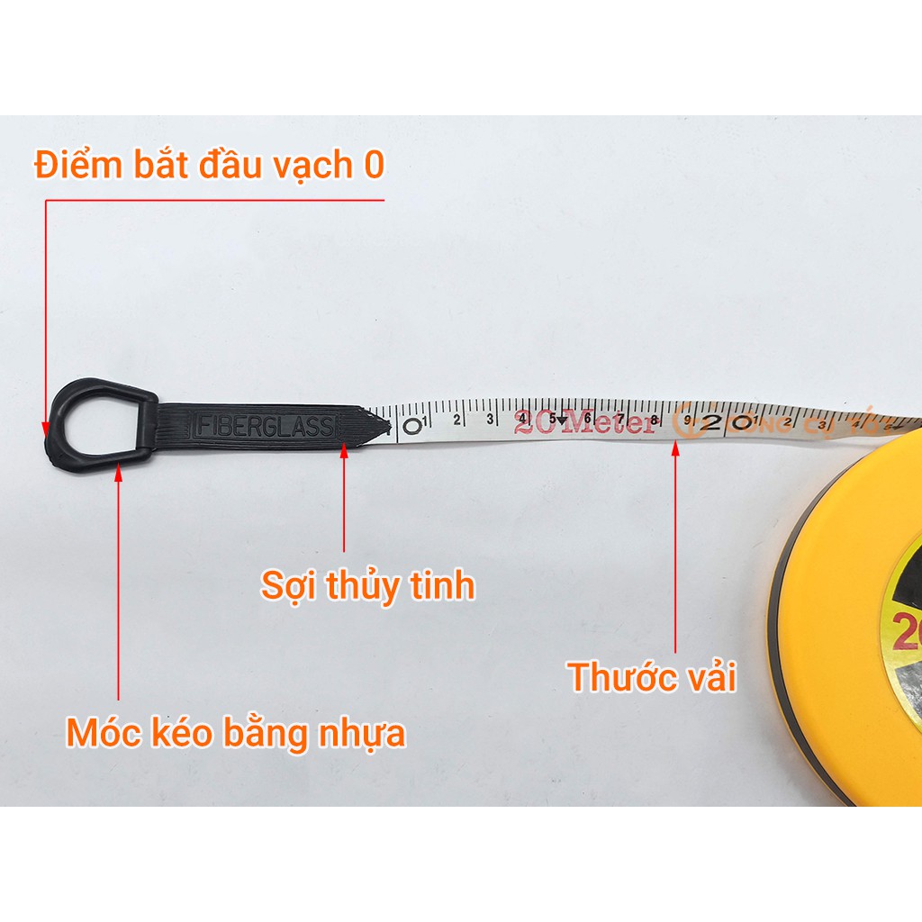 Thước dây vải sợi thủy tinh cuộn 20m