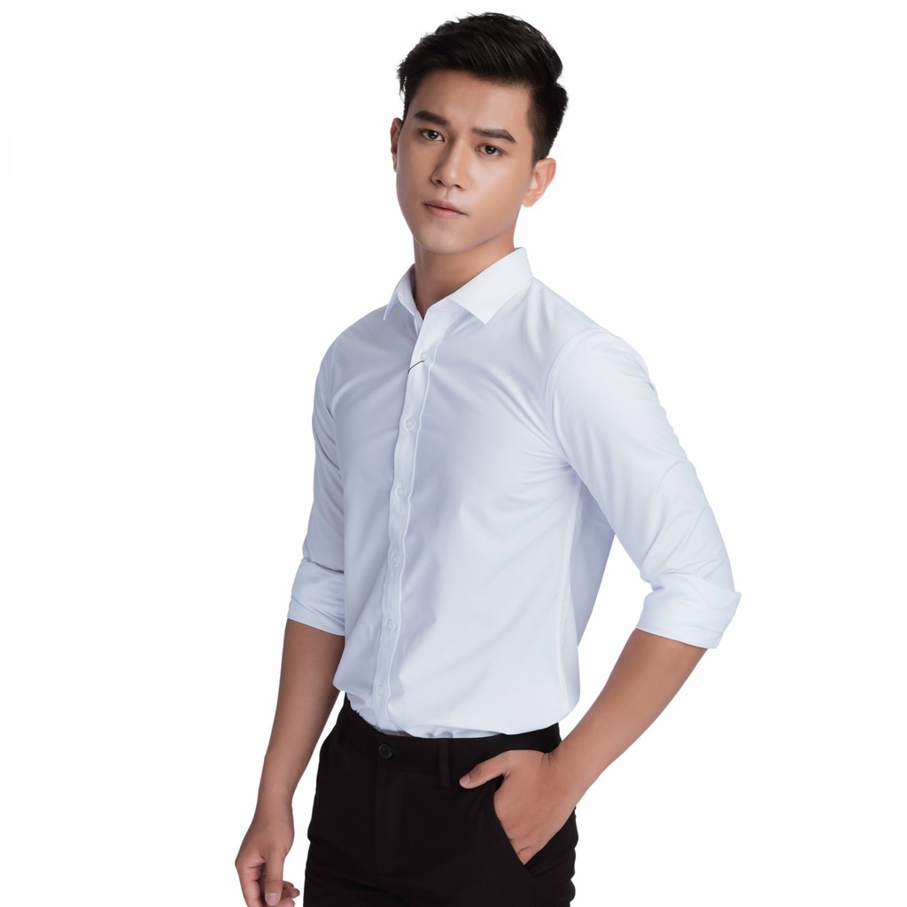 ⏩⏩Áo sơ mi nam vải lụa dáng ôm slimfit phong cách Hàn Quốc [VNXK]