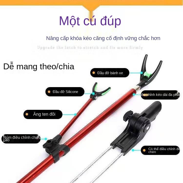 Thép không gỉ kép đa năng giá đỡ tháp súng Hộp câu cá bằng kim loại đầy đủ cần cắm vào chân đế dưới đất